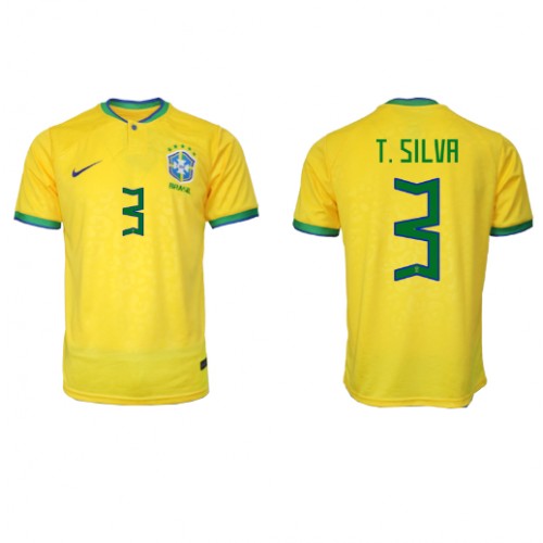 Fotbalové Dres Brazílie Thiago Silva #3 Domácí MS 2022 Krátký Rukáv